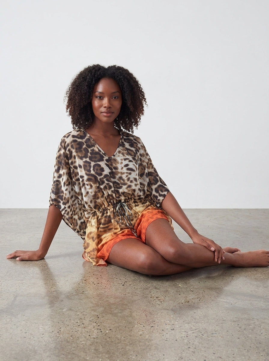 Savannah kaftan with orange ombre