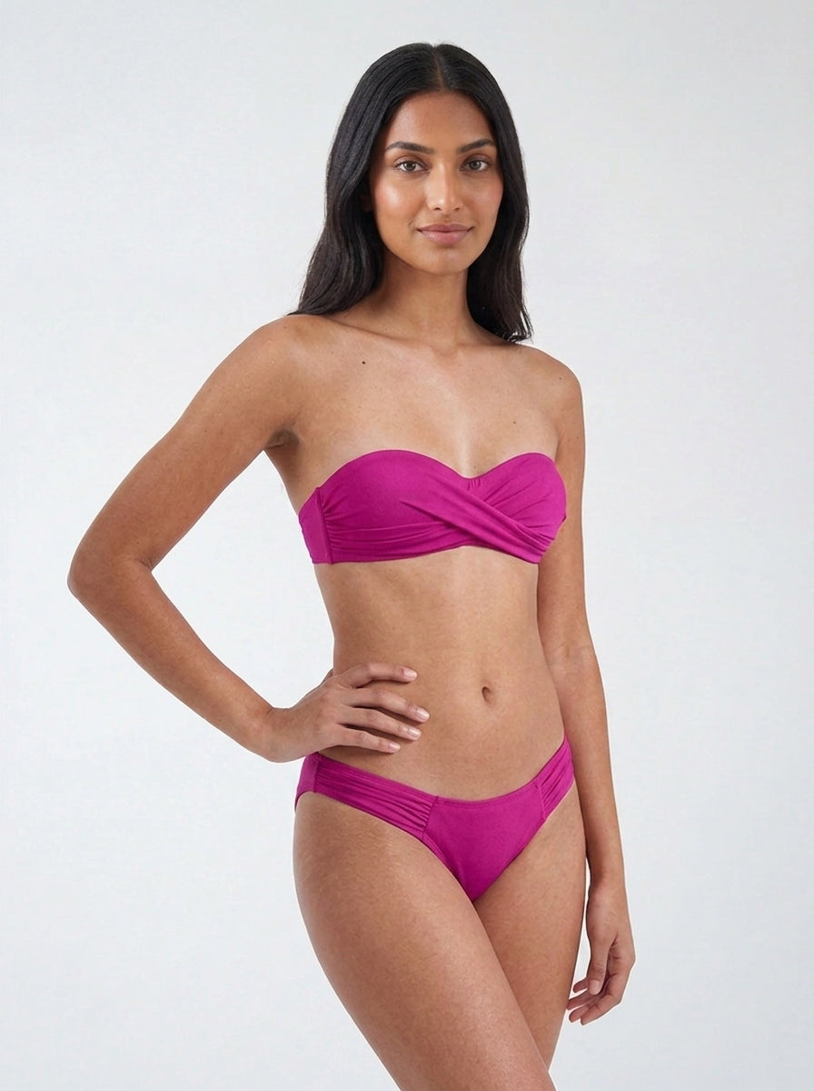 Solid Twisted Padded Bandeau Bikini Top