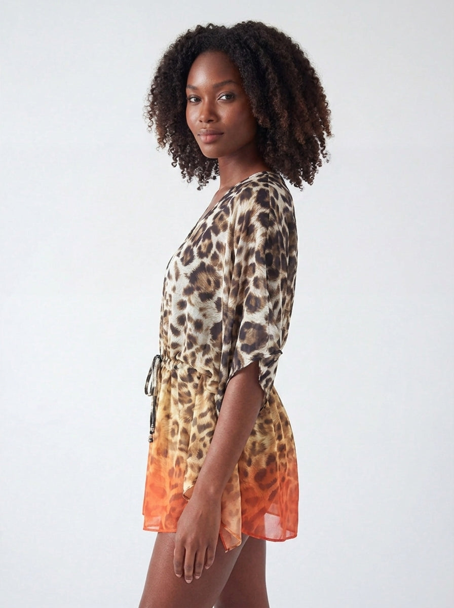 Savannah kaftan with orange ombre