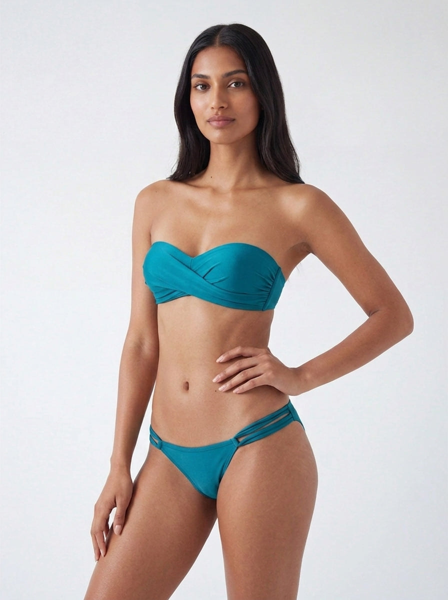 Marrakesh Solid Twisted Padded Bandeau Bikini Top
